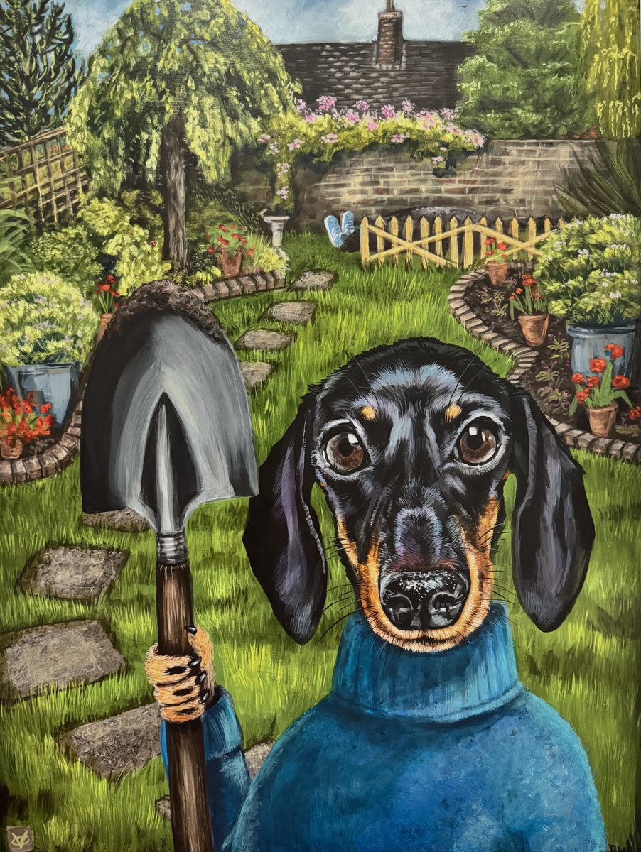 Surrealistic Animal Acrylic Painting By Victoria Coleman, 7 X 9", The Garden Of Deceit, Original Artwork