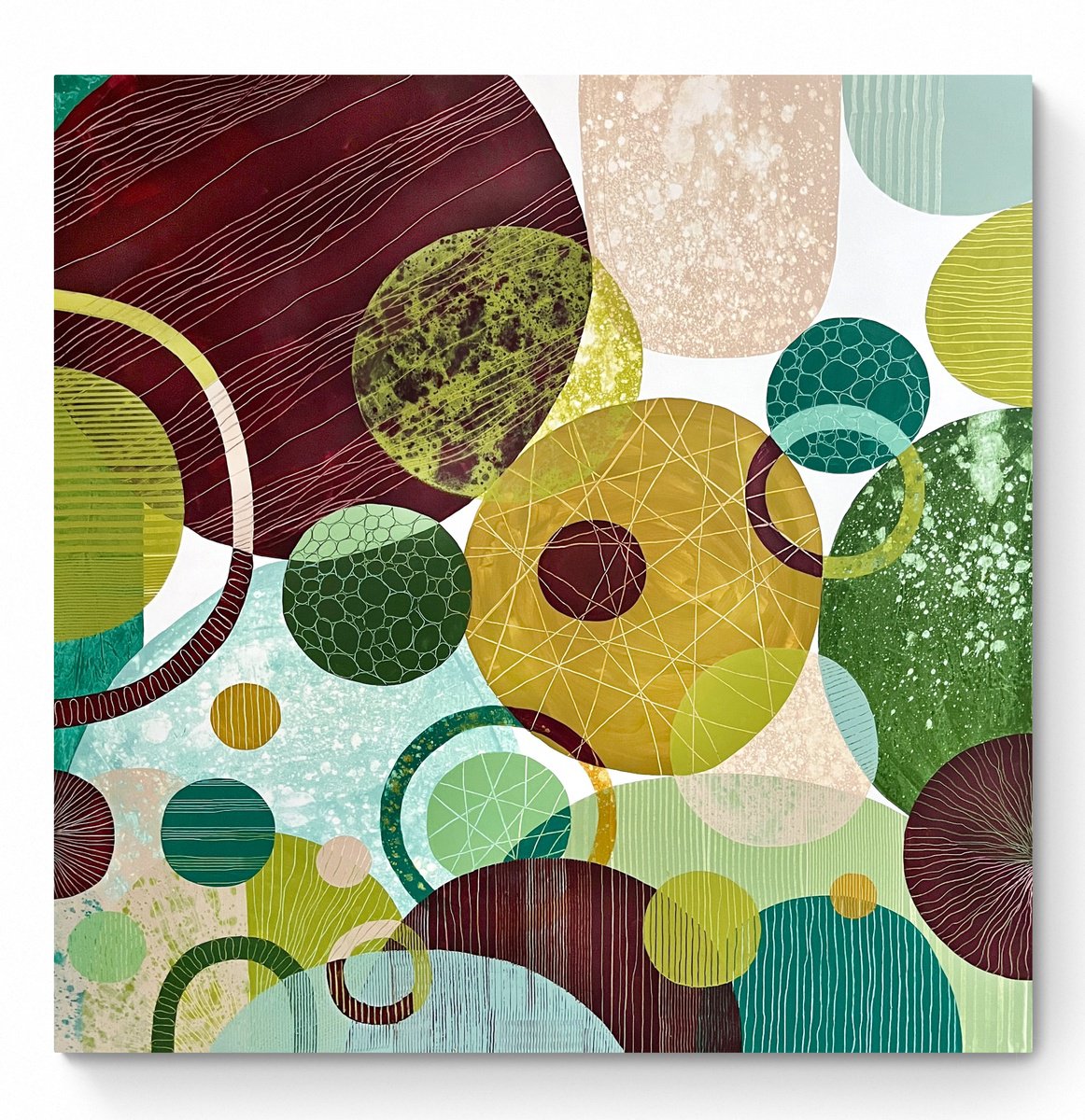 Abstract Acrylic Painting By Cristina Dalla Valentina, 39 X 39, Overlapping Horizons 3, Original Artwork