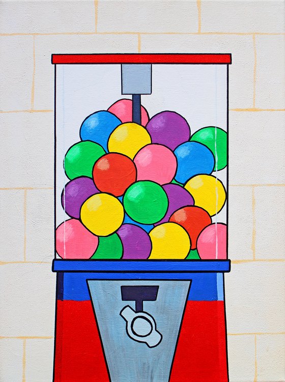 Retro Gumball Machine Painting