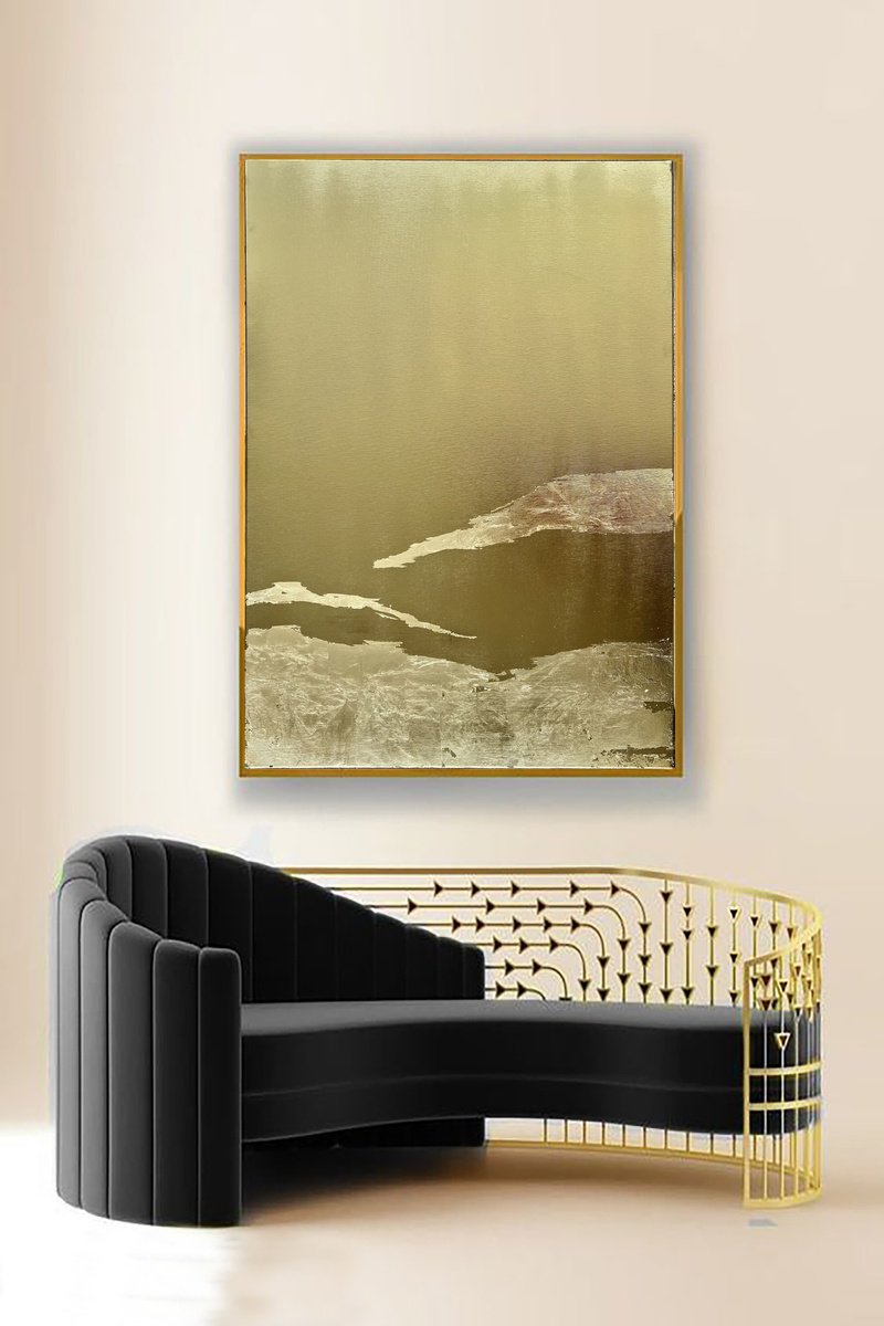 Golden Abstract Painting. Gold luxury art. Acrylic painting by Marina