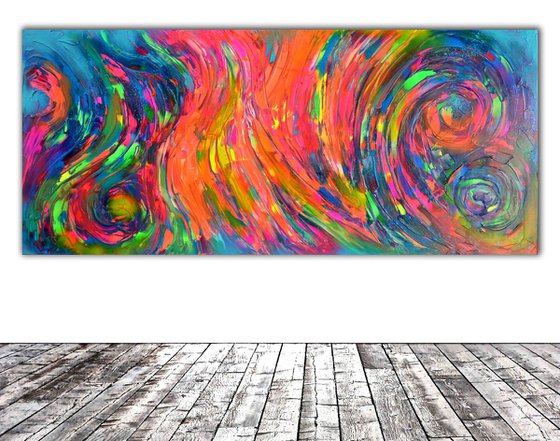 Gypsy Dance 2 - Large Painting, 160x70 cm, Abstract Painting, Modern Fauve Neogestural - Ready to Hang