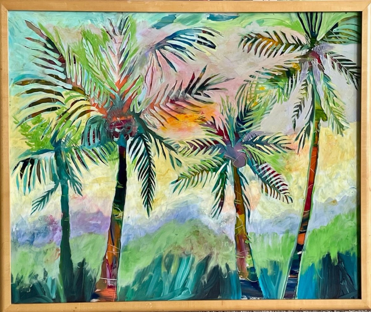 Impressionistic Botanical Painting By Eliry Arts, 1 X 1, Palm, Original Artwork