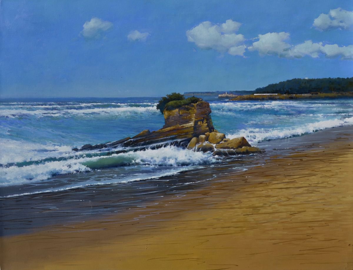 Impressionistic Landscape Oil Painting By Isabel Robledo, 32 X 26, Cove, Original Artwork