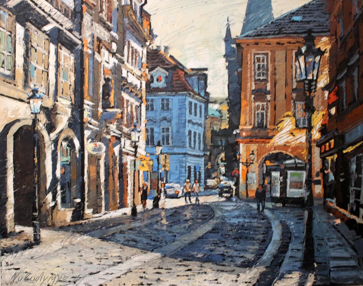 Impressionistic Cityscapes Oil Painting By Volodymyr Melnychuk, 25 X 20", The City Woke Up, Original Artwork