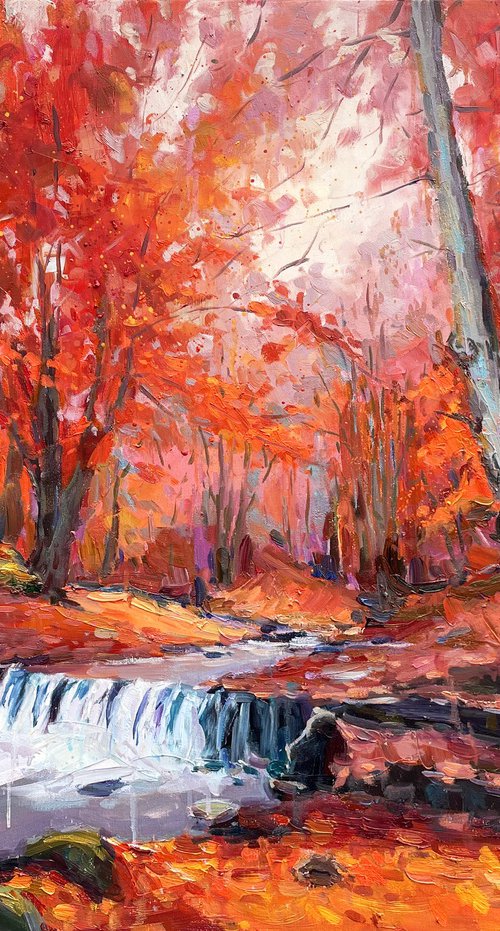 " river in autumn forest " by Evgeny Chernyakovsky