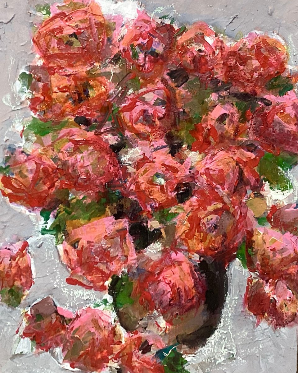 Expressive Botanical Painting By Irene Wilkes, 16 X 20, An Arrangement, Original Artwork