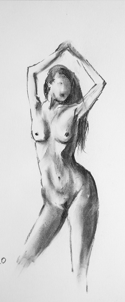 Nude in charcoal. 18. Black and white minimalistic female girl beauty body positive by Sasha Romm