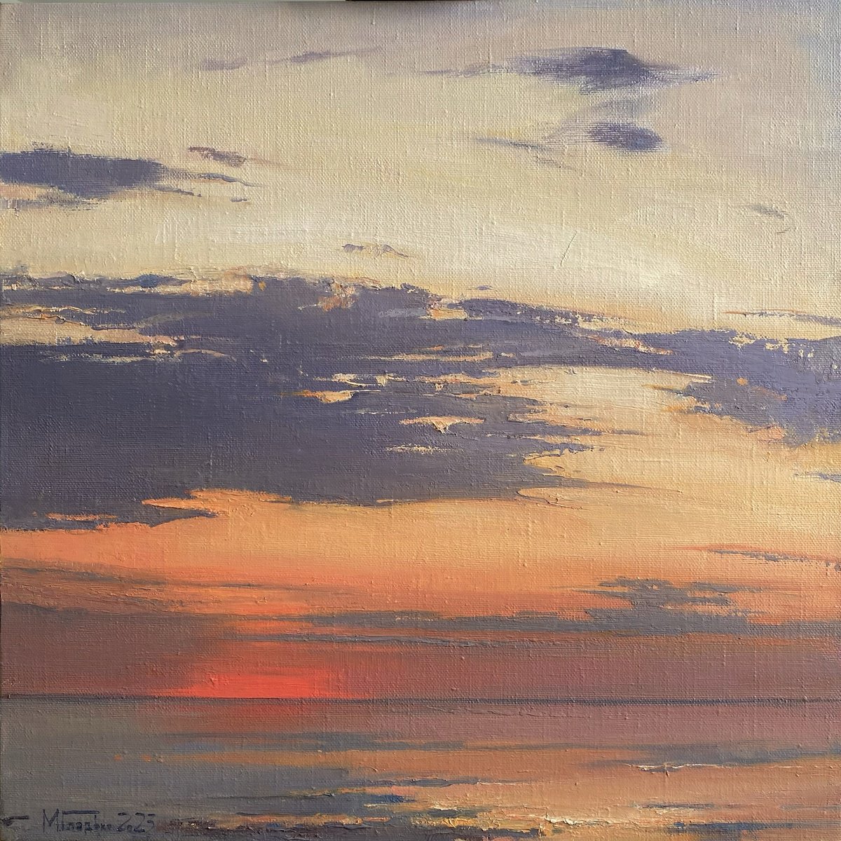 Impressionistic Landscape Oil Painting By Maxim Gladko, 31 X 31", Condition #4, Original Artwork