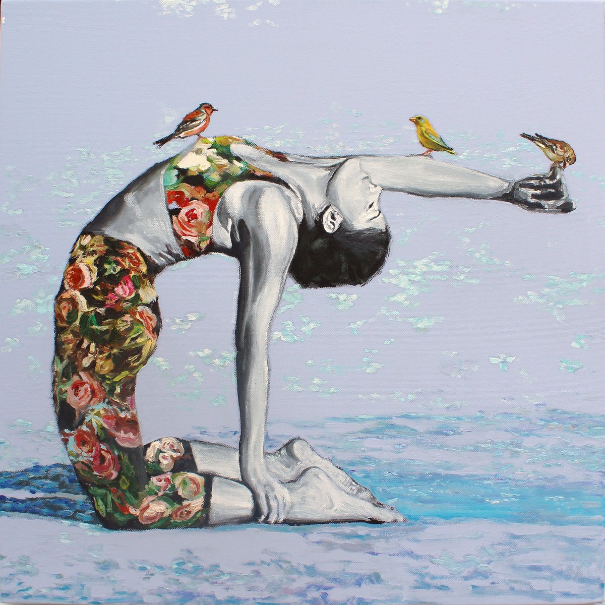 Impressionistic Portrait Oil Painting By Timothy Adam Matthews, 20 X 20", Yoga #1, Original Artwork