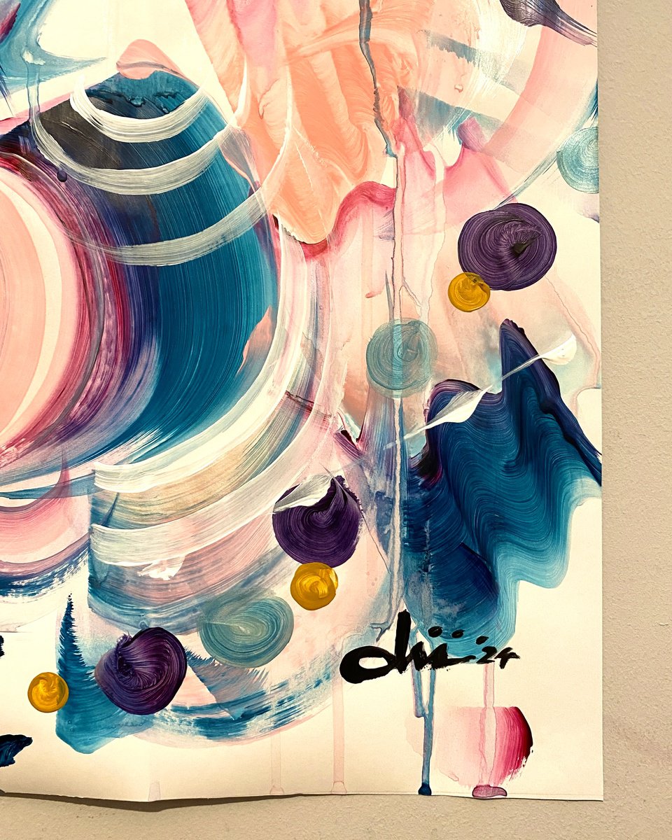 Organic Abstract Acrylic Painting By Daichi Matsusaki, 20 X 39, Color Dance 031224, Original Artwork