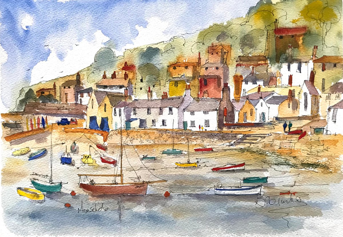 Low tide at Mousehole in Cornwall by Brian Tucker