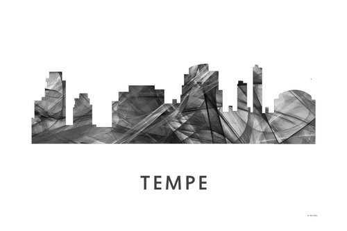 Tempe Arizona Skyline WB BW by Marlene Watson
