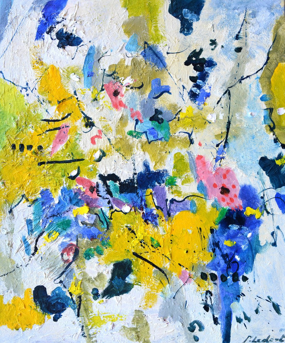 Abstract Oil Painting By Pol Henry Ledent, 20 X 24", Brightful Moment, Original Artwork