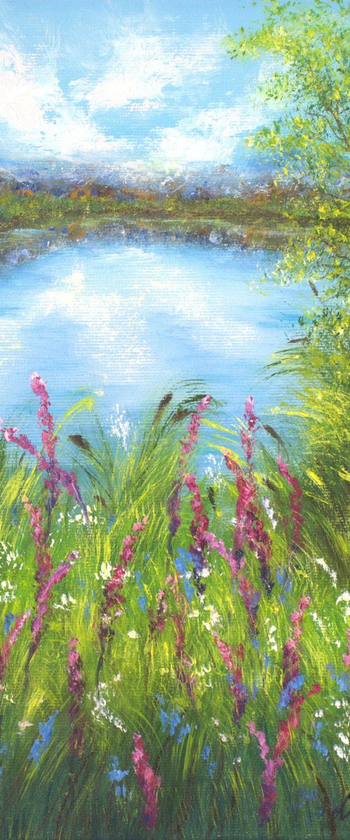 Lake with wildflowers meadow by Ludmilla Ukrow