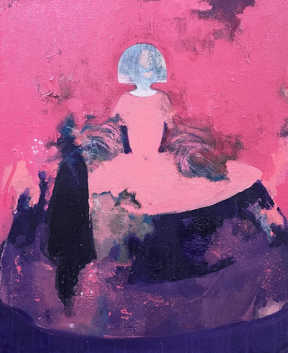 Abstract Portrait Painting By Gela Mikava, 12 X 16, The Destruction Of The Infanta, Original Artwork