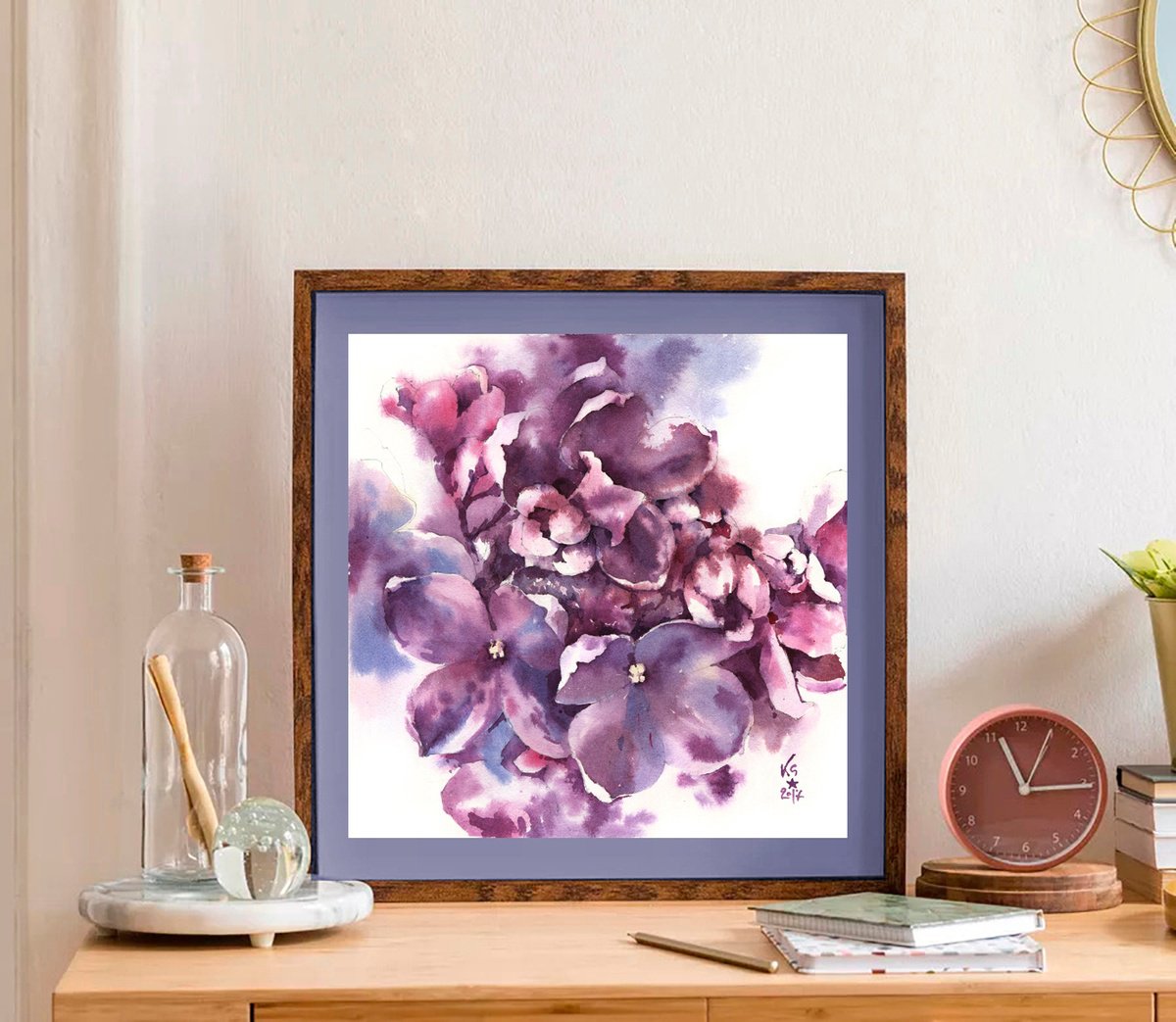Impressionistic Botanical Watercolour By Ksenia Selianko, 10 X 10", Thousand Shades Of Lilac, Original Artwork
