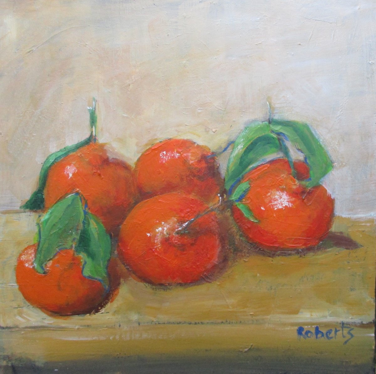 Impressionistic Still Life Oil Painting By Rosalind Roberts, 12 X 12", Clementines, Original Artwork