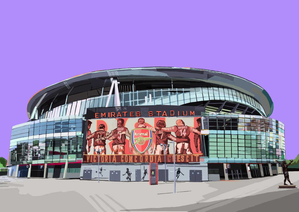 A3 Emirates Stadium (Arsenal Stadium), London Illustration Print by Tomartacus