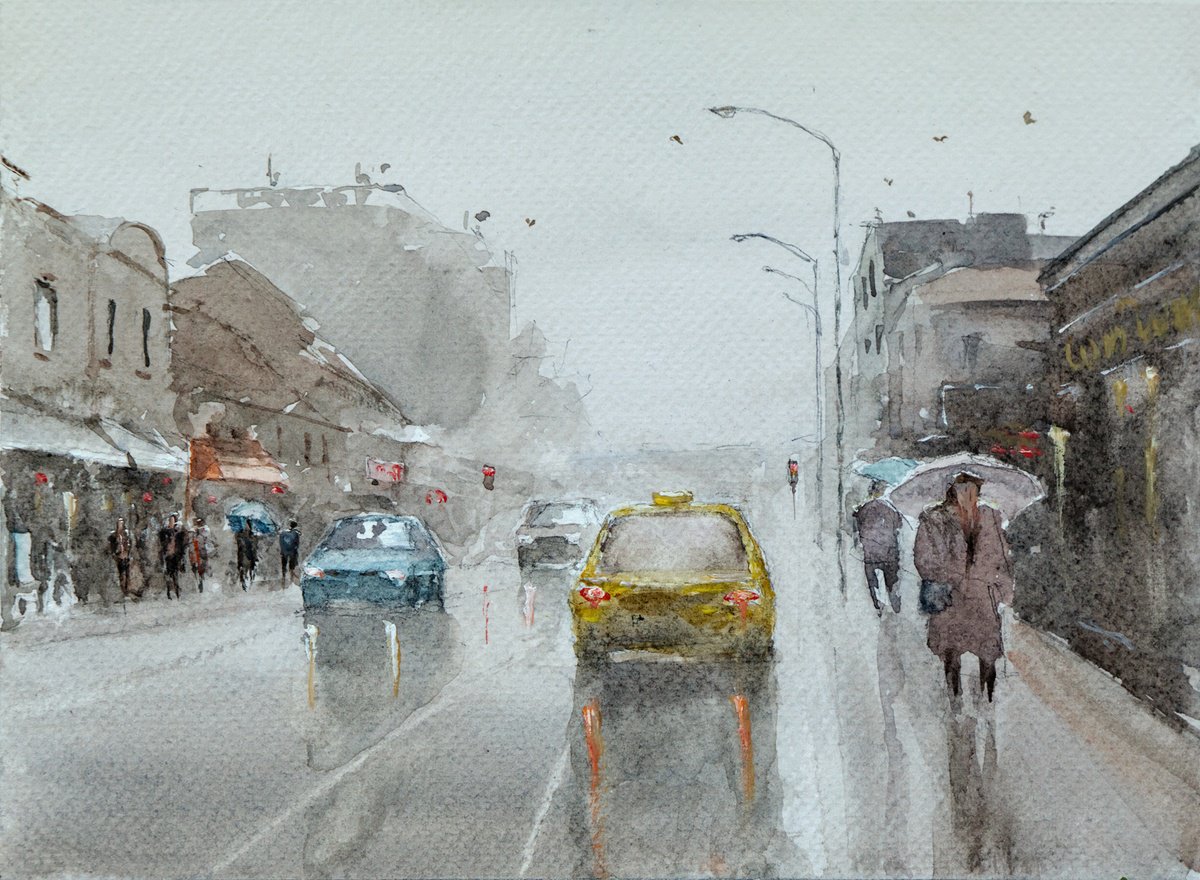 Impressionistic Watercolour , Boulevard By Dejan Trajkovic, 9 X 7, Artwork For Sale On Artfinder