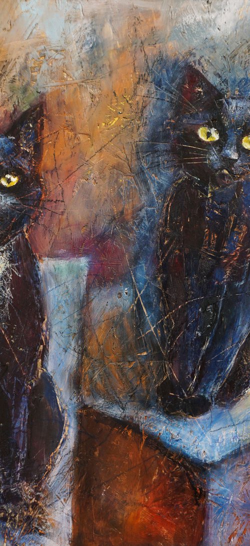 Hesitation (hot wax on OSB) by Dora Stork