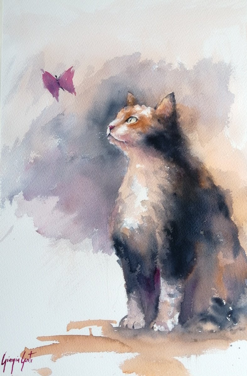 Impressionistic Animal Watercolour By Giorgio Gosti, 14 X 21, Cat 12, Original Artwork