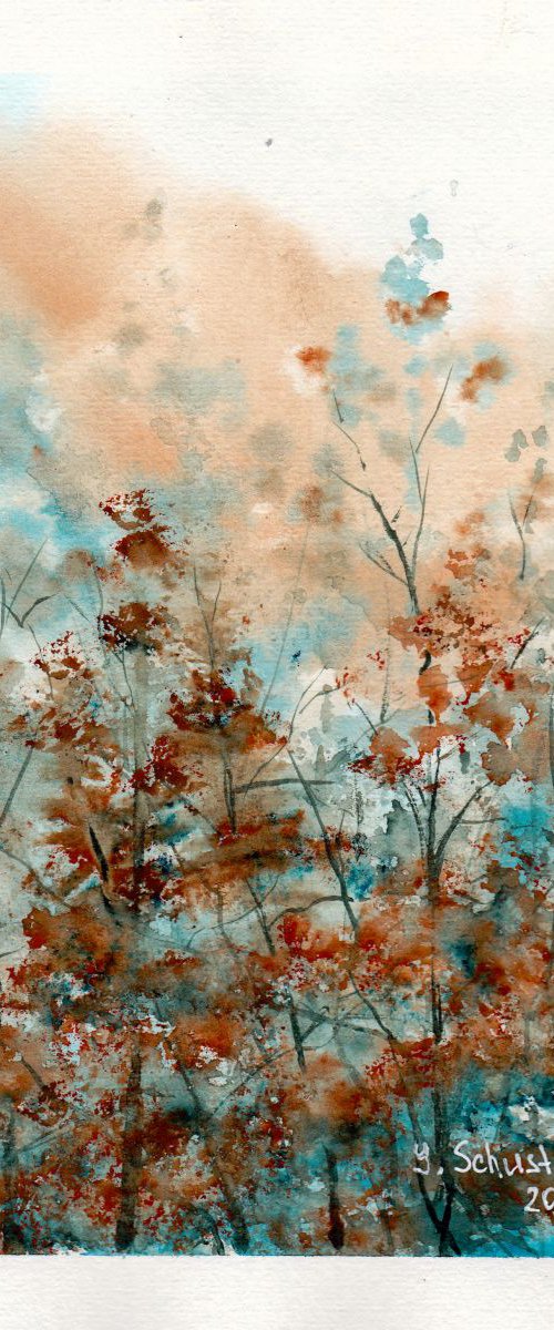 Autumnal. Abstract watercolour. by Yulia Schuster