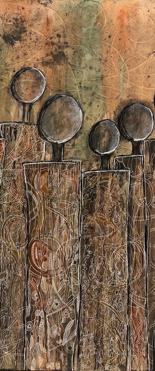 Faceless crowd CZ19033 - Framed by Carol Zsolt