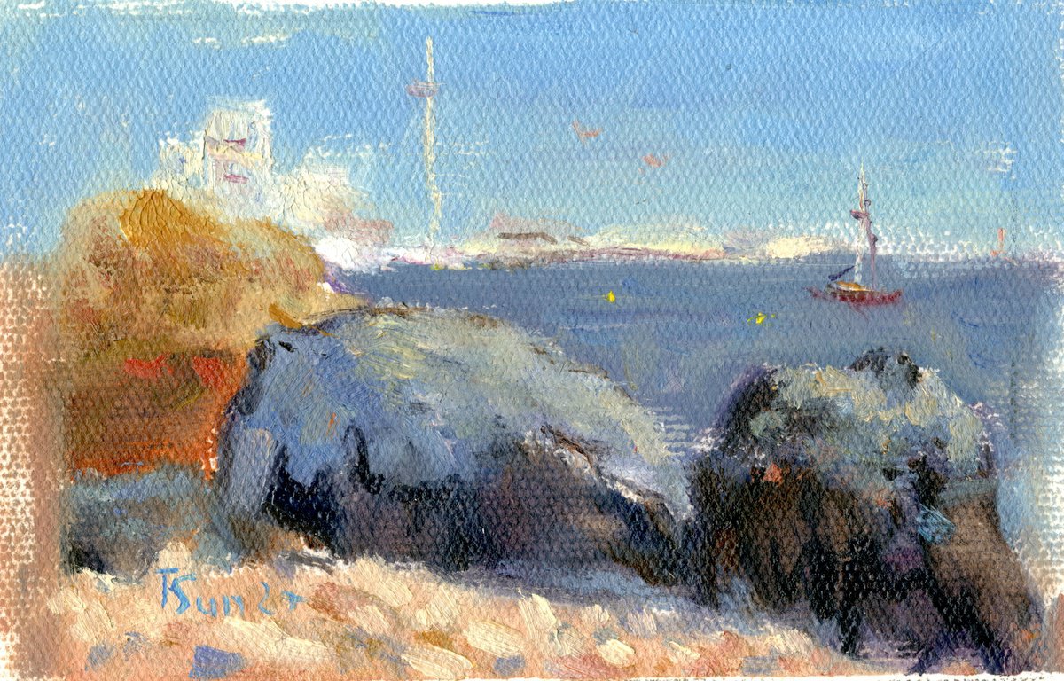 Two Rocks On The Beach, Uk By Tanya Sun, 8 X 6, Artwork For Sale On Artfinder