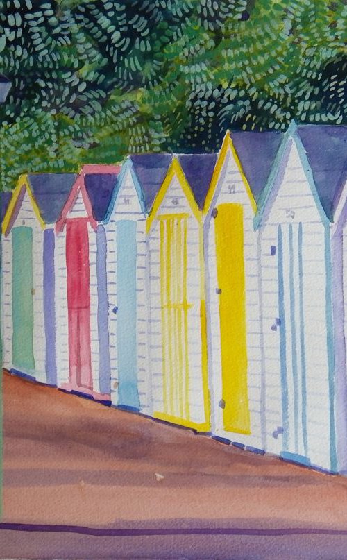 Colourful beach Huts by Mary Stubberfield