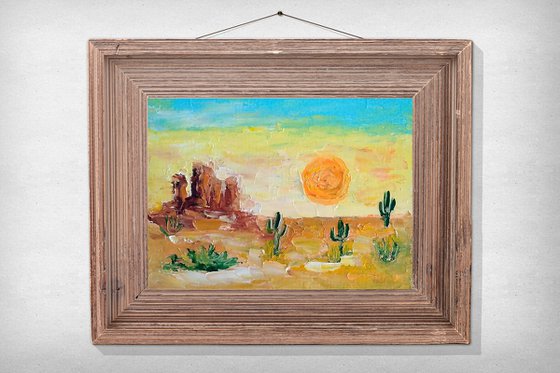 Desert Painting Landscape Original Art Tucson Arizona Cactus Artwork Saguaro Wall Art