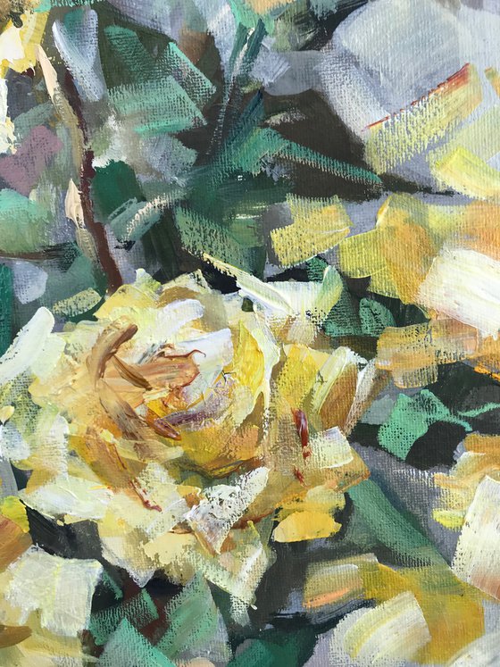 Yellow roses. one of a kind, original artwork, handmade art.