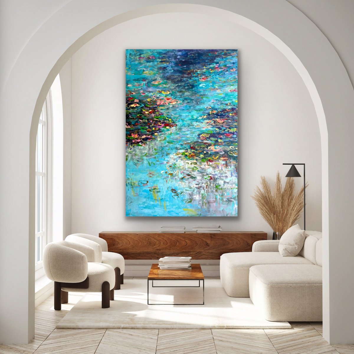 Impressionistic Abstract Acrylic Painting By Pooja Verma, 39 X 59", I Wish You Love..., Original Artwork
