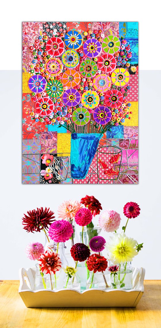 Bouquet of flowers for Matisse - abstract still life mosaic art