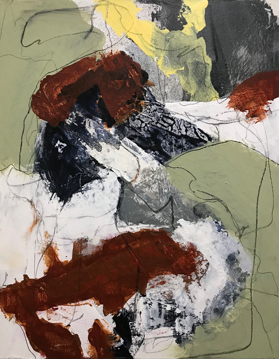 Organic Abstract Acrylic Painting By Kris Haas, 16 X 20", Come Away With Me, Original Artwork