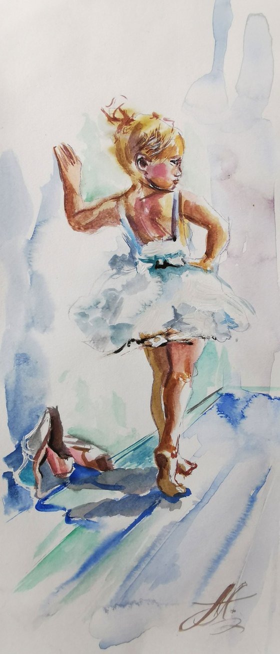 Ballet Art, Ballet dancer girl drawing on paper