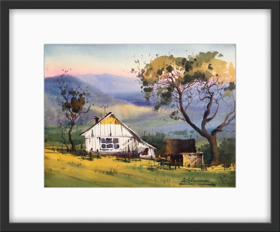 The handmade painting "A House in the Carpathians"