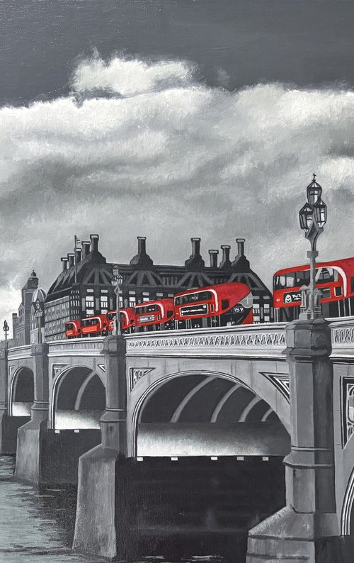 Buses on Westminster Bridge by Jill Ann Harper