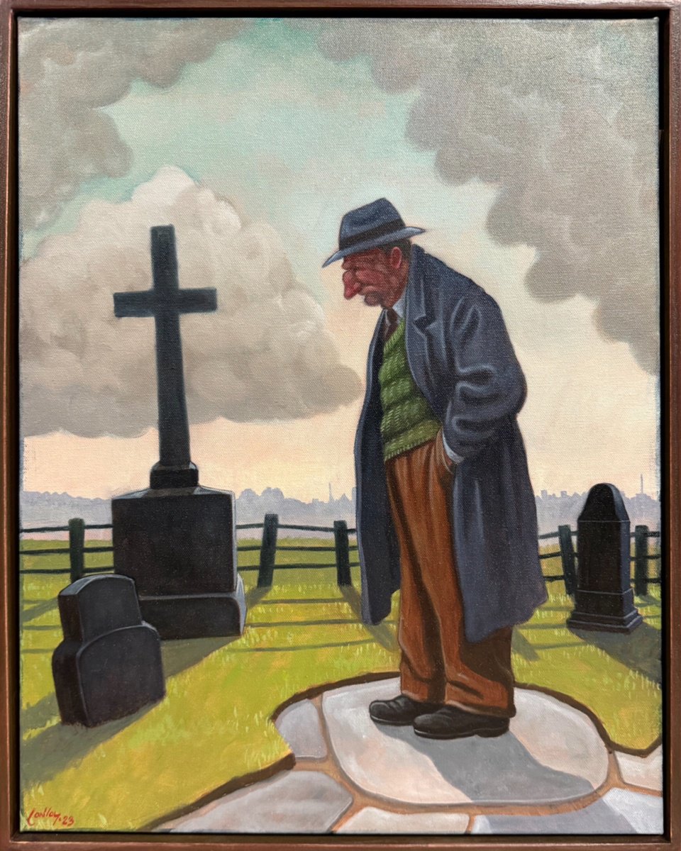 Expressive Portrait Oil Painting By Pete Conroy, 17 X 20", Just Visiting, Original Artwork