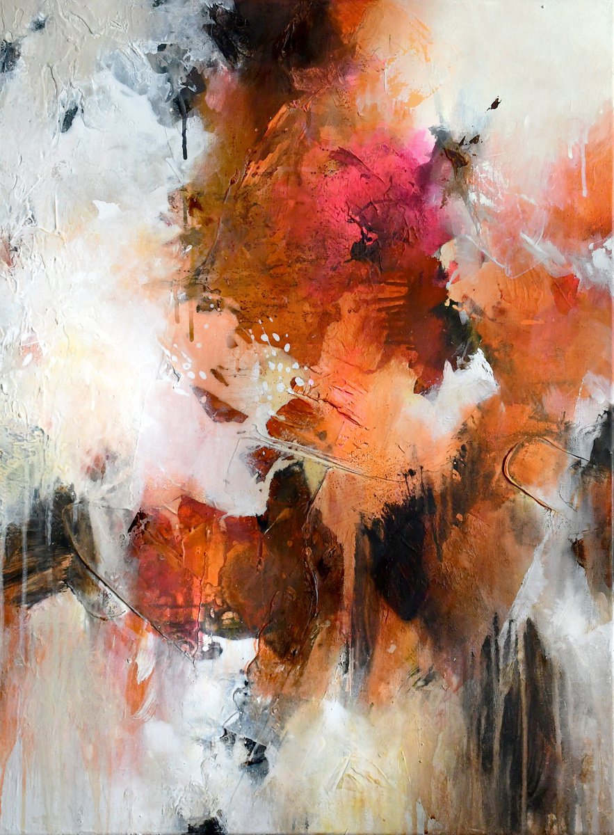 Abstract Acrylic Painting By Kirsten Handelmann, 24 X 31", Autumn Valley, Original Artwork