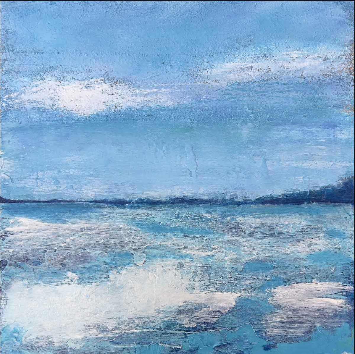 Abstract Landscape Acrylic Painting By Km Arts, 10 X 10", Disappearing World, Original Artwork