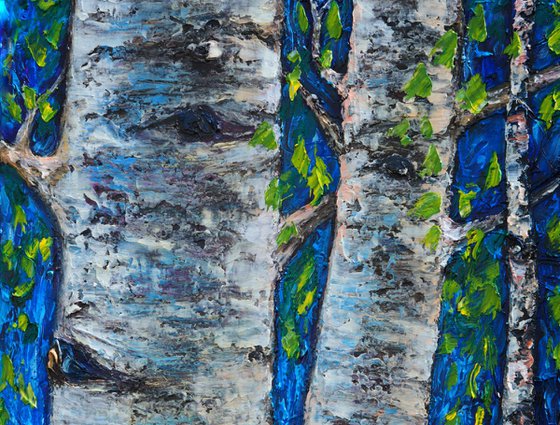 Birch Trees with palette knife by OLena Art