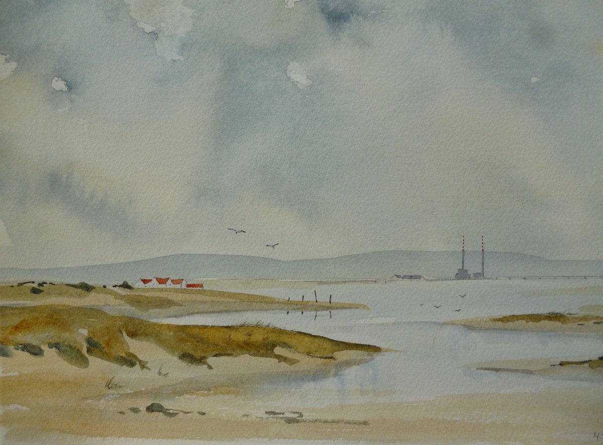 Expressive Landscape Watercolour By Maire Flanagan, 15 X 10", Clontarf, North Dublin, Original Artwork