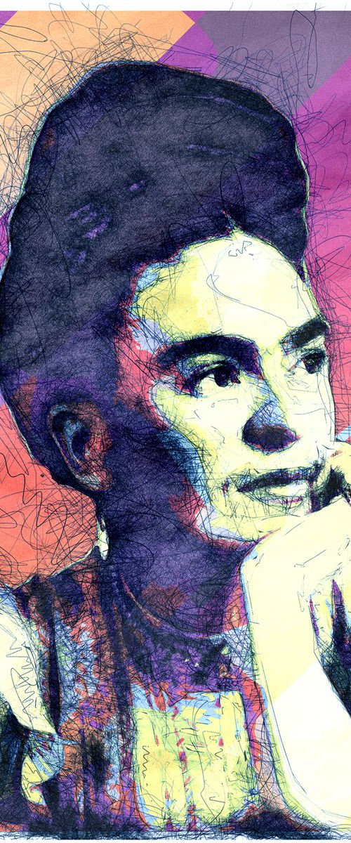 Frida Kahlo Portrait - Pop Art Modern Poster 1 Stylised Art by Jakub DK - JAKUB D KRZEWNIAK