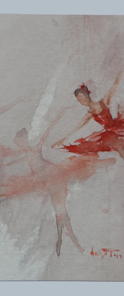 Ballet Dancers (Mini Painting) by Faiqa Uppal