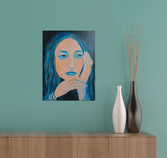 Woman portrait in blue