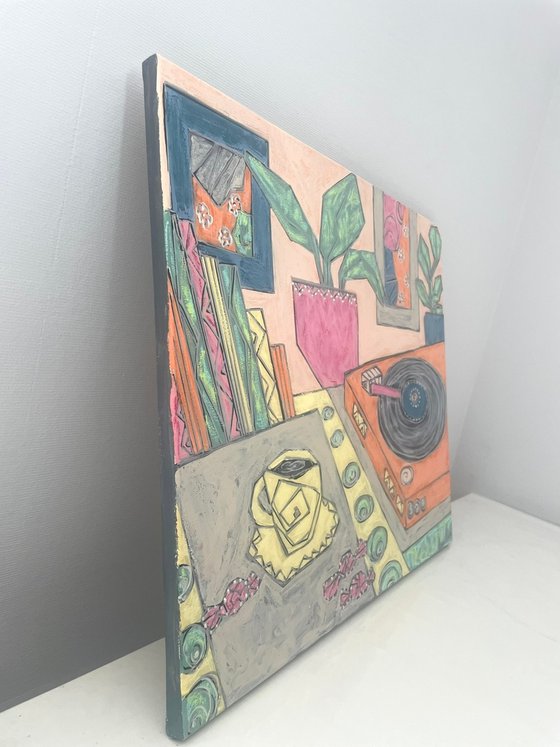 Vinyl Record Player Still Life