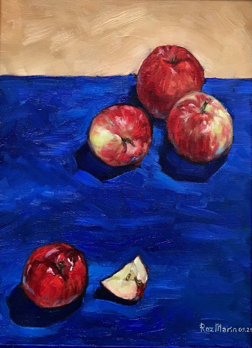 Photorealistic Still Life Oil Painting By Marina Deryagina, 14 X 18", Autumn Apples, Original Artwork