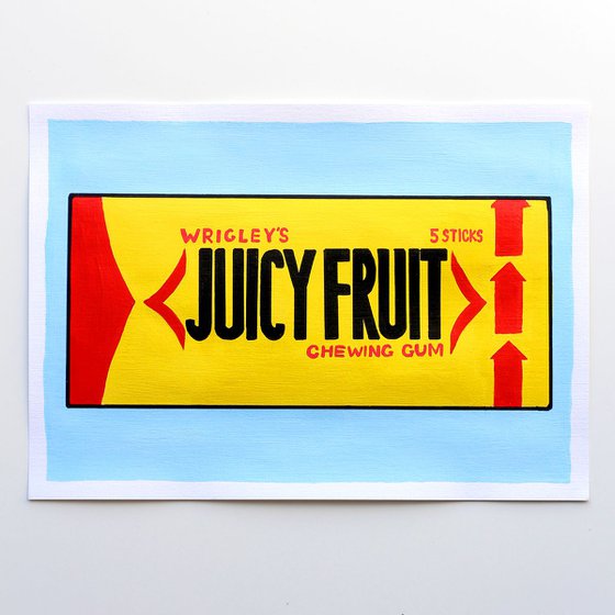 Juicy Fruit Chewing Gum Pop Art Painting On Paper