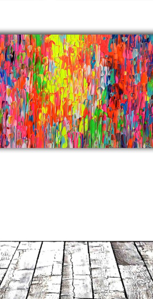 Happy Gypsy Girl Dancing in the Night XXI - Large Relief Palette Knife Abstract by Soos Tiberiu