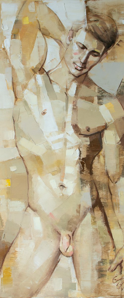 ABSTRACT MALE NUDE by Yaroslav Sobol (Modern Abstract Figurative Oil painting of a Man Nude Male Model Gift Home Decor) by Yaroslav Sobol